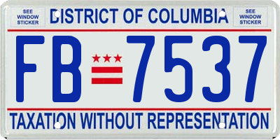 DC license plate FB7537