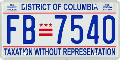 DC license plate FB7540