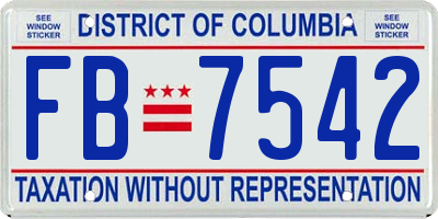 DC license plate FB7542