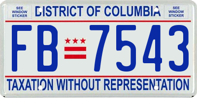 DC license plate FB7543