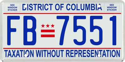 DC license plate FB7551