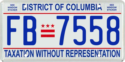 DC license plate FB7558