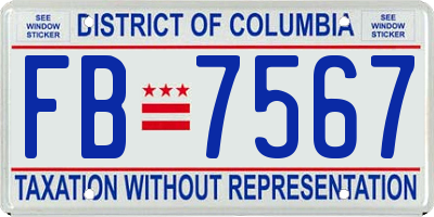 DC license plate FB7567