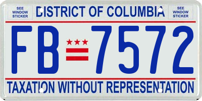 DC license plate FB7572