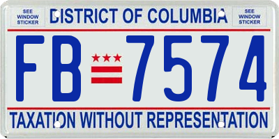 DC license plate FB7574