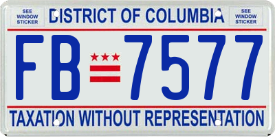 DC license plate FB7577