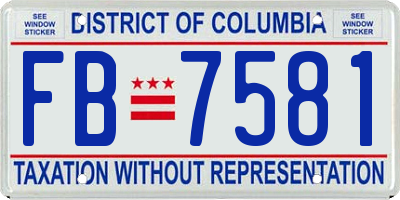 DC license plate FB7581