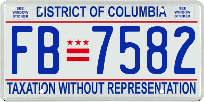 DC license plate FB7582