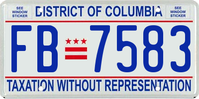 DC license plate FB7583