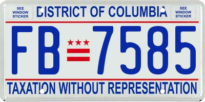 DC license plate FB7585