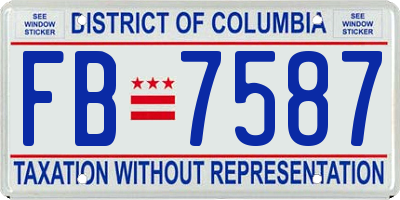 DC license plate FB7587