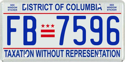 DC license plate FB7596