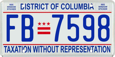 DC license plate FB7598