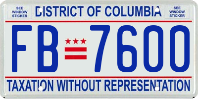 DC license plate FB7600