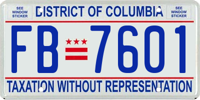 DC license plate FB7601