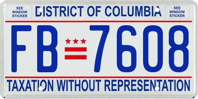 DC license plate FB7608