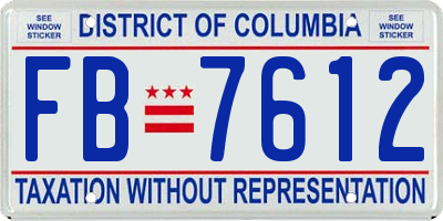 DC license plate FB7612