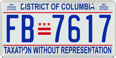 DC license plate FB7617