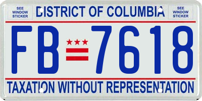 DC license plate FB7618