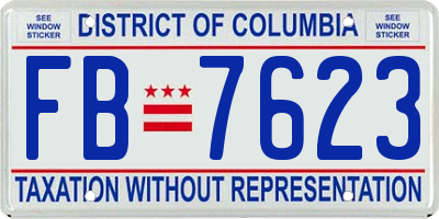 DC license plate FB7623