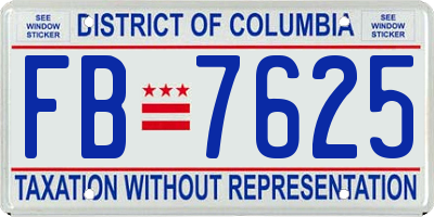 DC license plate FB7625