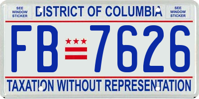 DC license plate FB7626