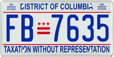 DC license plate FB7635