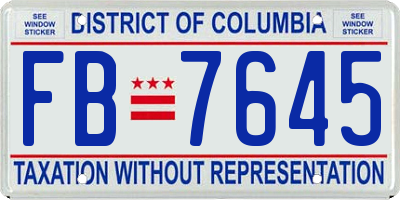 DC license plate FB7645