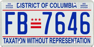 DC license plate FB7646