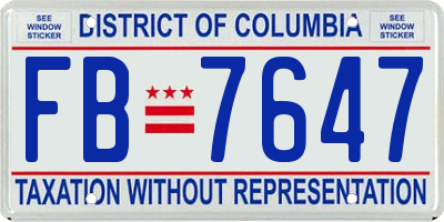 DC license plate FB7647