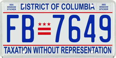 DC license plate FB7649