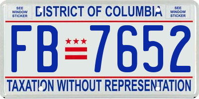 DC license plate FB7652