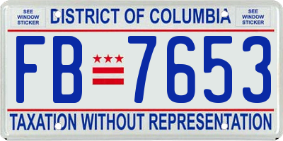 DC license plate FB7653