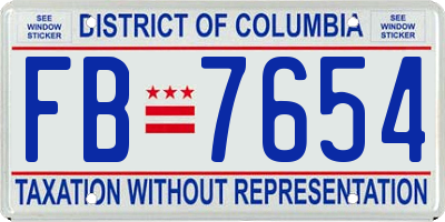 DC license plate FB7654