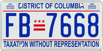 DC license plate FB7668