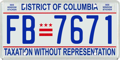 DC license plate FB7671