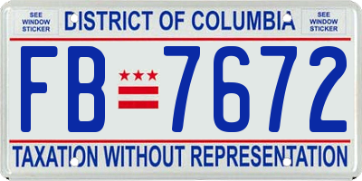 DC license plate FB7672