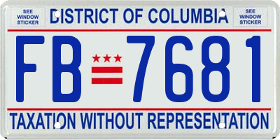 DC license plate FB7681