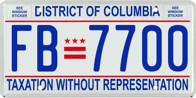 DC license plate FB7700