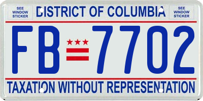 DC license plate FB7702