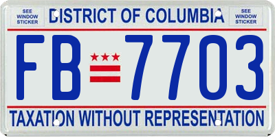 DC license plate FB7703