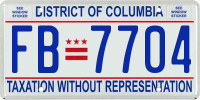 DC license plate FB7704