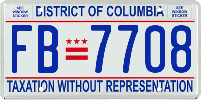 DC license plate FB7708