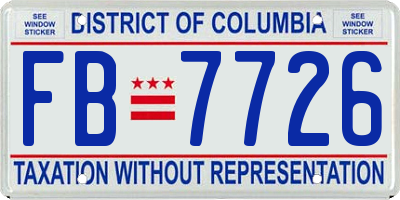 DC license plate FB7726