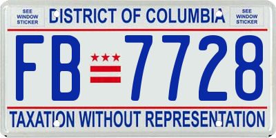 DC license plate FB7728