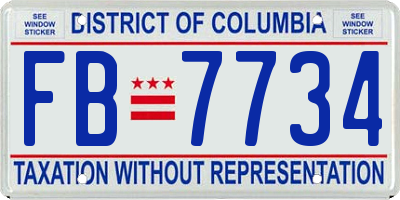 DC license plate FB7734