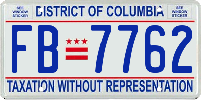 DC license plate FB7762