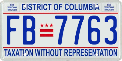 DC license plate FB7763