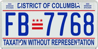 DC license plate FB7768