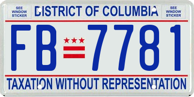 DC license plate FB7781